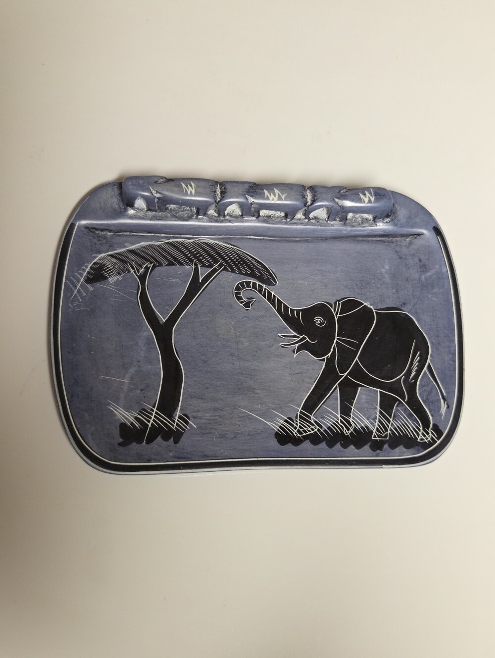 Vintage Kenya Hand-carved Kisii Soapstone Card/Trinket Tray